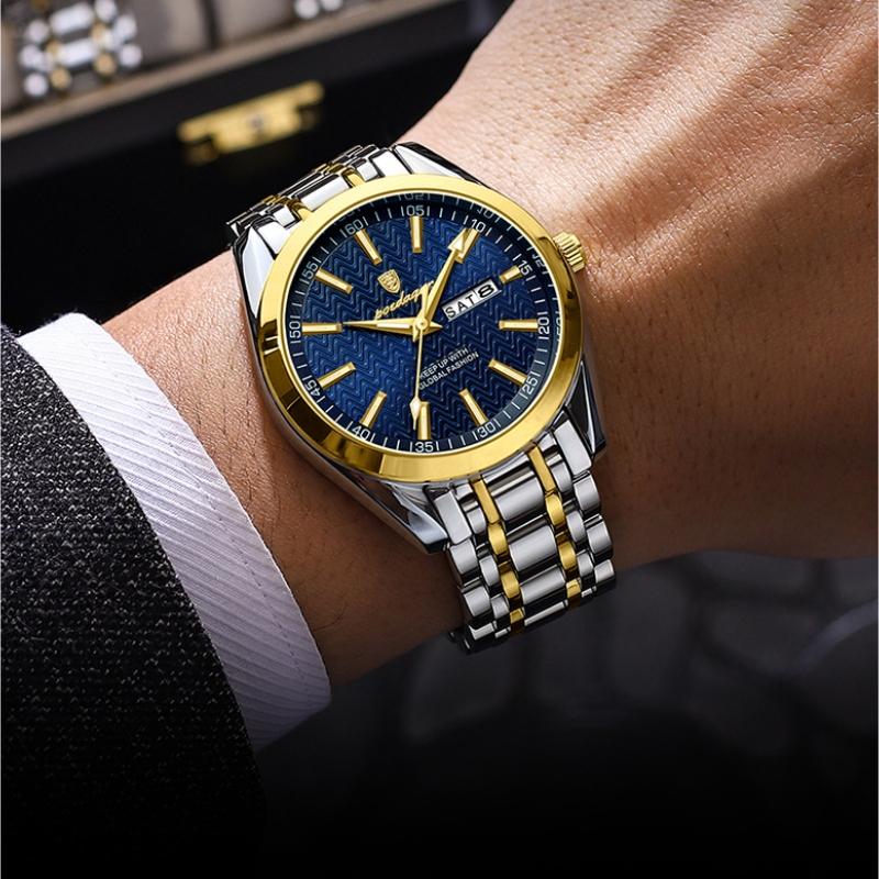 2024 Новые мужские часы, водонепроницаемые светящиеся модные высококлассные часы с календарем, стальной ремешок, изысканные часы с пульсирующей шкалой и циферблатом