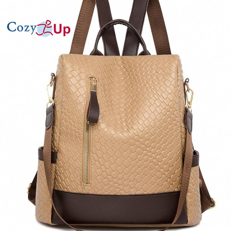 Уютный противоугонный рюкзак из искусственной кожи большой вместимости в стиле ретро, ​​минималистичный женский рюкзак для путешествий