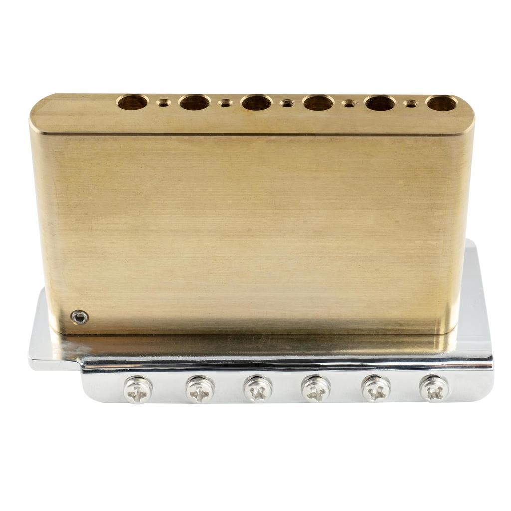 Musiclily Ultra Pitch ST Tremolo Bridge with Modern Brass Saddles and 42mm Brass Blocks for Strat Electric Chrome 10.5mm 6-Point Guitars,