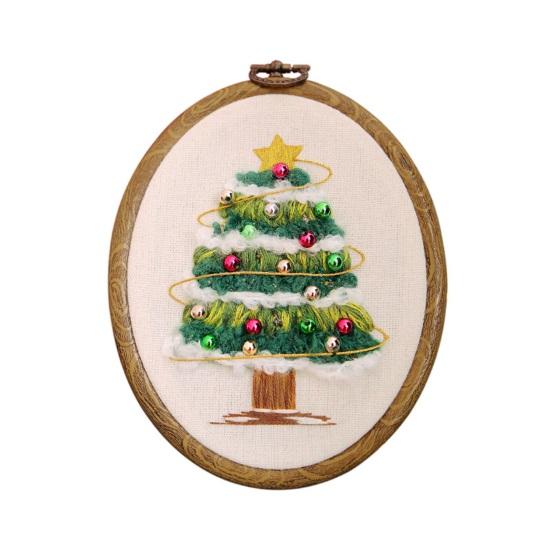 Light-up Christmas Embroidery Kit Snowman Christmas Tree Hand Embroidery Starter Kit with String Lights Hoop Threads Needles Fabric DIY Embroidery