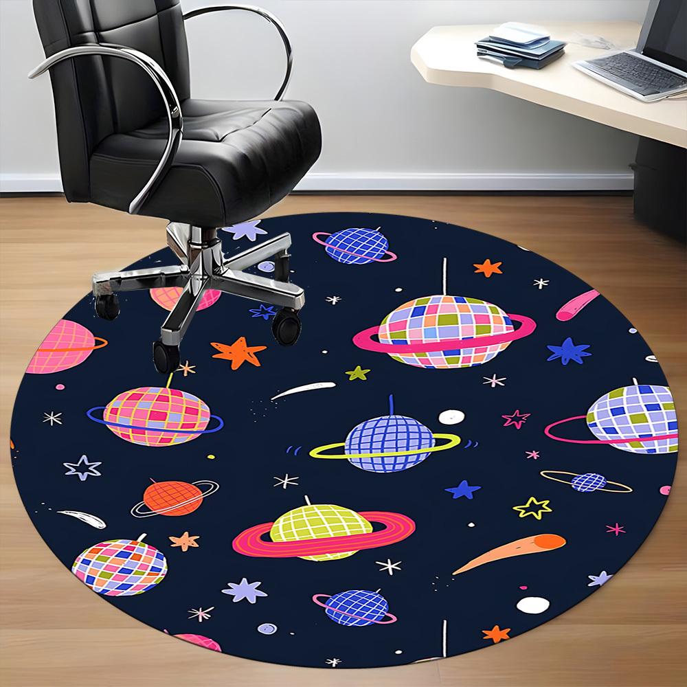 1 шт. Круглый ковер Space Disco для офиса, коврик, подходящий для офиса, под офисные стулья, спальни, гостиной, домашнего декора, декора комнаты