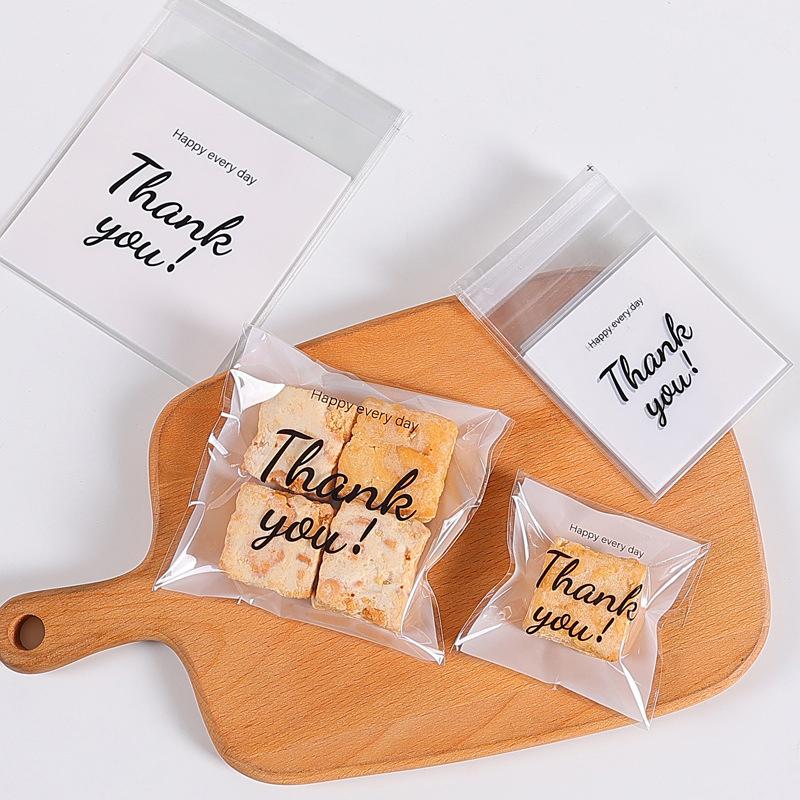 100 Pcs Mini Small Cute Thank You Package Button Biscuit Packaging Machine Sealing Cookie Snack Candy Sugar Bags