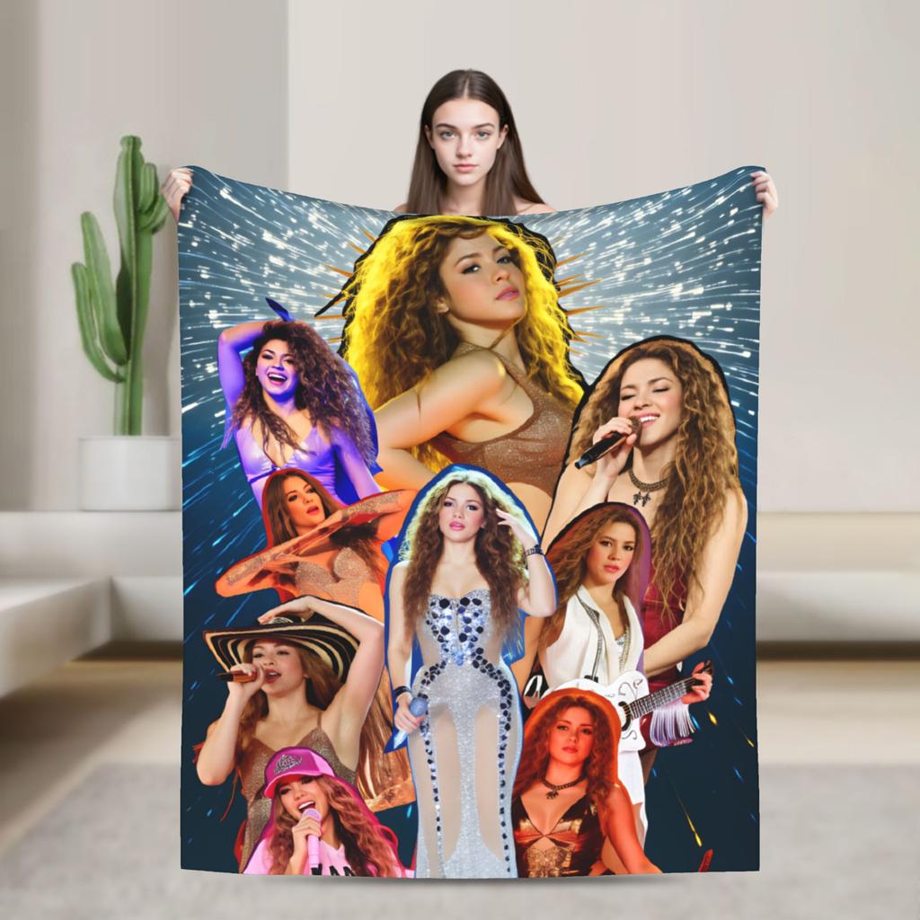 Shakira Blanket Singer Pop Soft Funny Plush Throw Blanket For Home Decor Travel Office Flannel Bedspread Bed Cover