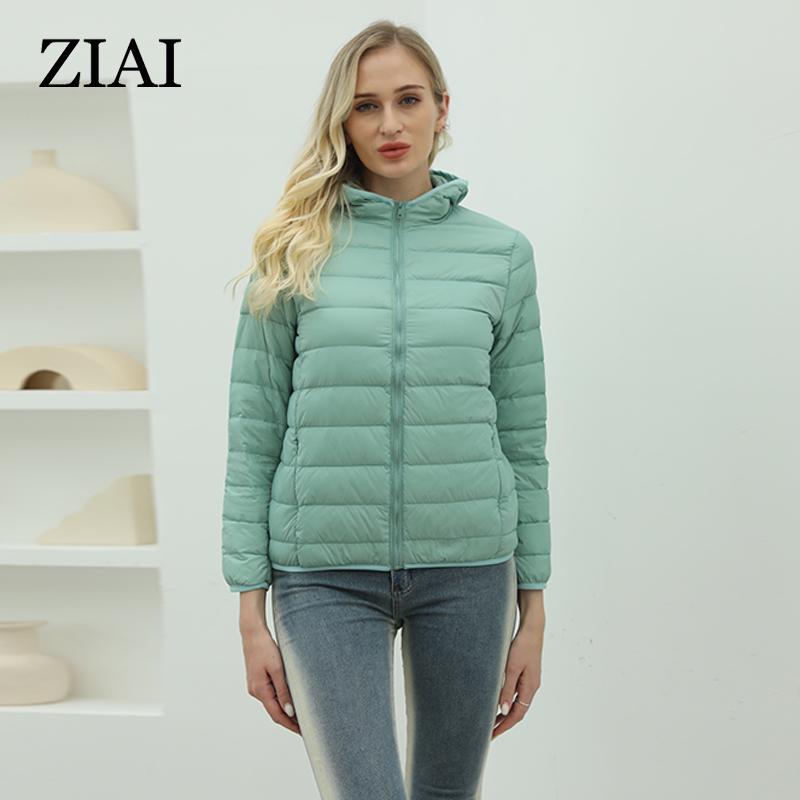 ziai 2024 NEW Women's Fall Jacket Hooded Casual Thin Cotton Zipper Quilted Coat Female Clothing ZM-DM27