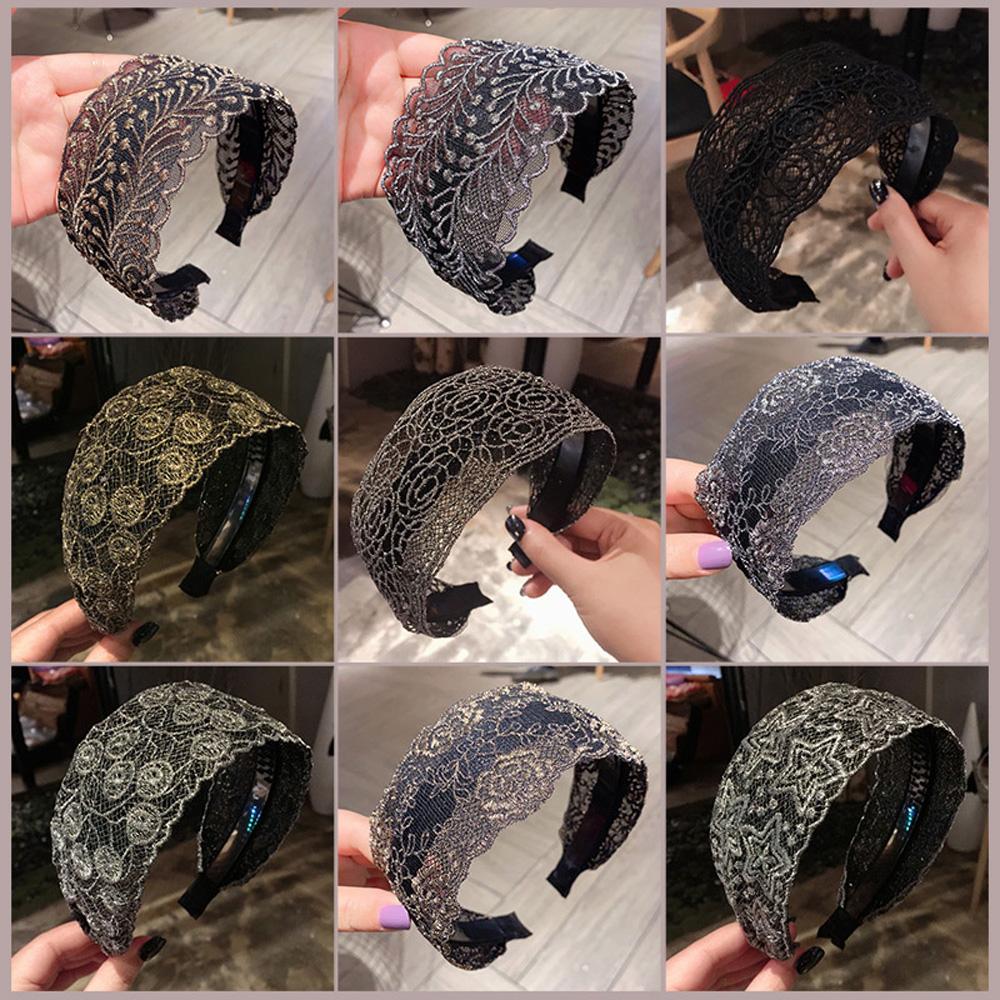 Non-slip Toothed Silk Embroidery Hair Bands Hair Accessories Lace Head Hoop Broadside Headband