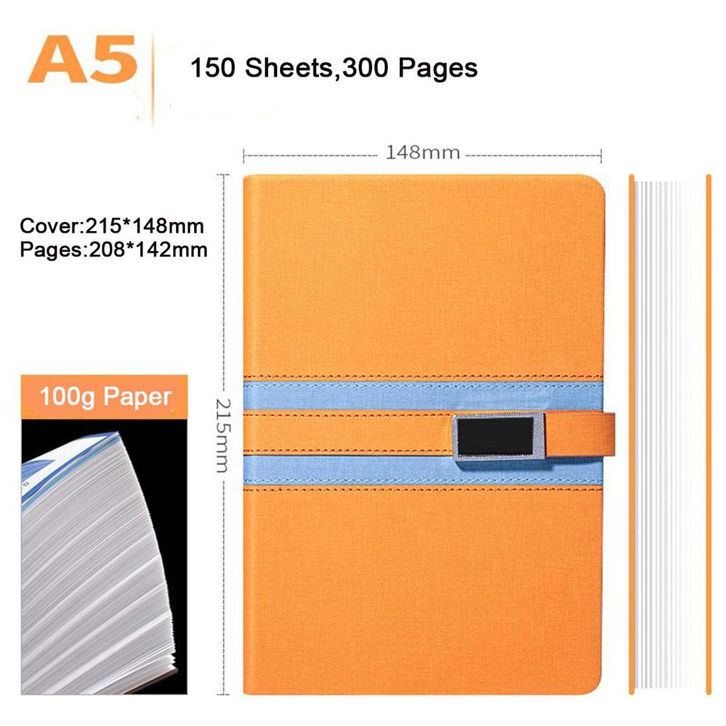 Деловой блокнот формата А5, книга для записи совещаний, рабочая тетрадь, ежедневник, студенческие заметки, дневник, 150 листов, 300 страниц