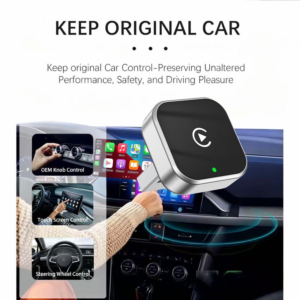 Original Car Wired CarPlay to Wireless CarPlay 2-in-1 Adapter, Supports Apple and Android Connectivity, CarPlay Box