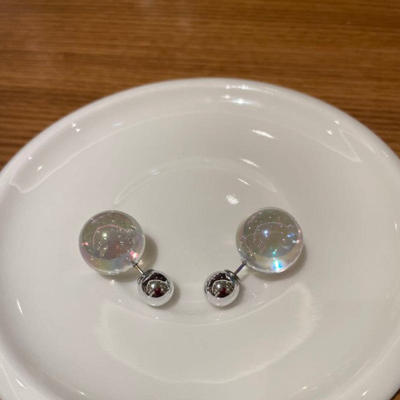 Серьги-гвоздики Dream Colorful Transparent Glass Ball Pearl, женские, нишевые, легкие, роскошные, элегантные, модные, изысканные, универсальные, серьги