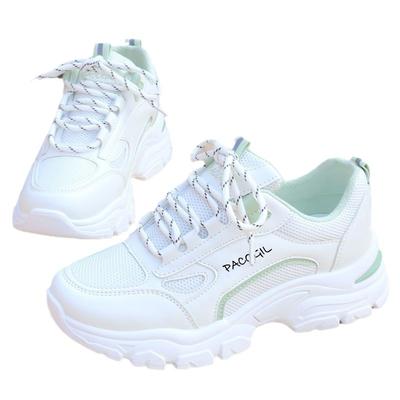 Модная белая обувь для бега для студенток, дышащая, на толстой подошве, повседневная, женская спортивная обувь, обувь для ходьбы, женская