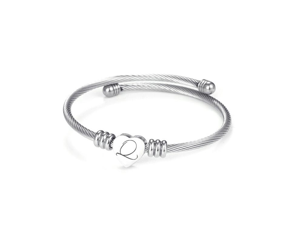 Titanium Steel English Alphabet Heart Bracelet with Simple Design