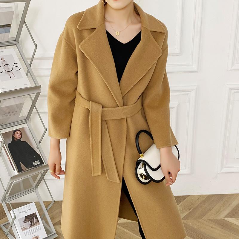 Женское шерстяное пальто TIDENOVEL 100% шерсть осеннее шерстяное длинное пальто ручной работы свободное пальто-бушлат зимняя теплая шерстяная длинная куртка кашемировое пальто