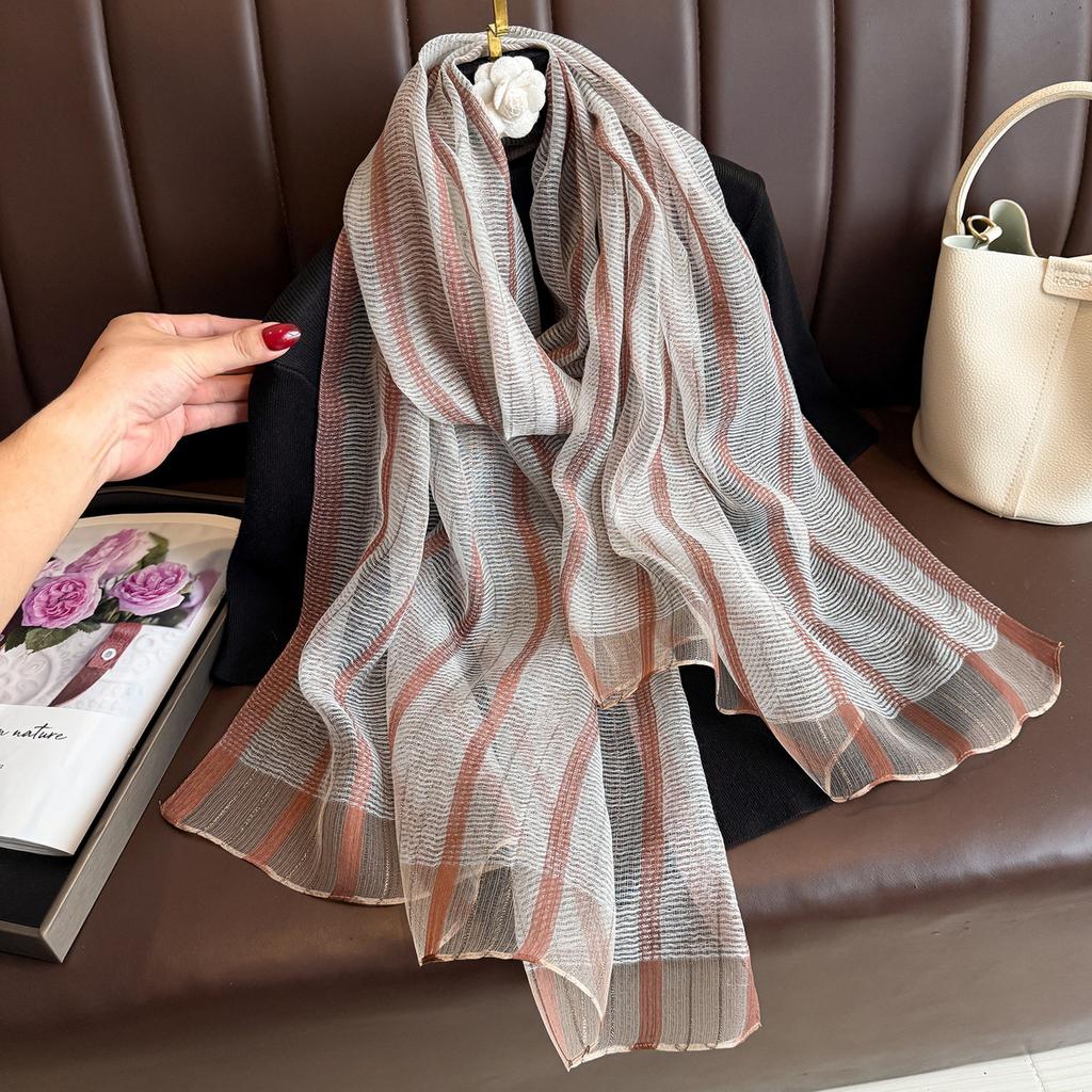 Бренд Женский шелковый шарф Женский полосатый Фуляр Женский Пашмина Шали и накидки Большого размера Шарфы Пляжное полотенце Бандана Мусульманский хиджаб