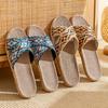Linen Slippers for Home Use, Thick Soled Grass Woven for Summer Men and Women, Cool Slippers for Home Use, Anti Slip and Odorless for Indoor Use