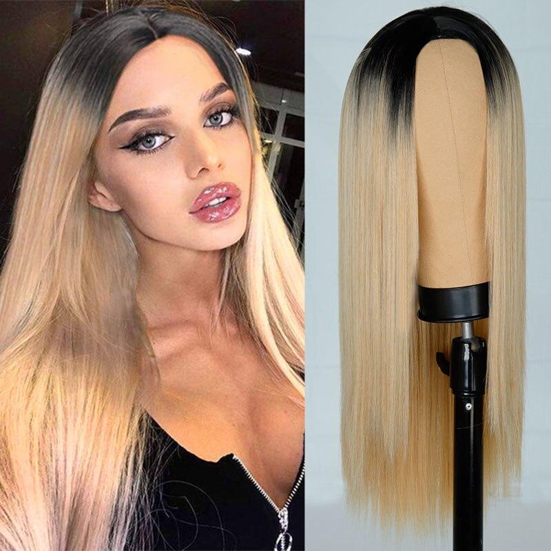 MERISIHAIR Pink Green Long Straight Hair Synthetic Wig For Women Hair Bundle With Closure Daily/Party Game Of Pre-Colored Bundle Pack Wig