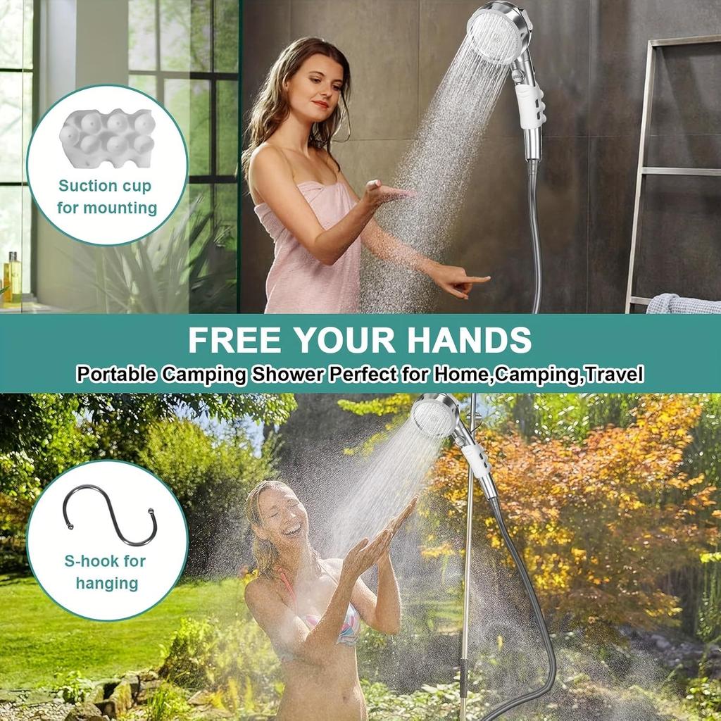Портативный насос для походного душа и 20-литровое портативное ведро для воды, аккумуляторная батарея 5200 мАч, душевая лейка с 3 режимами распыления,