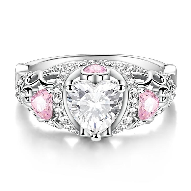 Новый дизайн Кольцо из серебра 925 пробы с розовым цирконом в форме сердца Бесконечность Кольца на палец для женщин Высококачественное Свадебное украшение Подарок