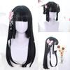 Черные длинные прямые волосы, 60 см, повседневный парик, аниме, косплей, вечерние, праздничный парик, термостойкие синтетические волосы + сетка для волос