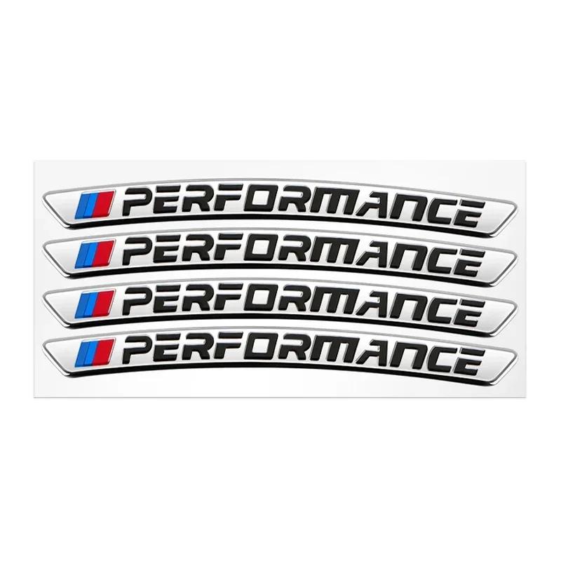For BMW M Logo Performance F10 F31 E36 E39 E87 E90 G01 G20 G30 X3 X5 M3 M5 X2 X4 X6 4Pcs Car Wheel Hub Edge Sticker Emblem Badge