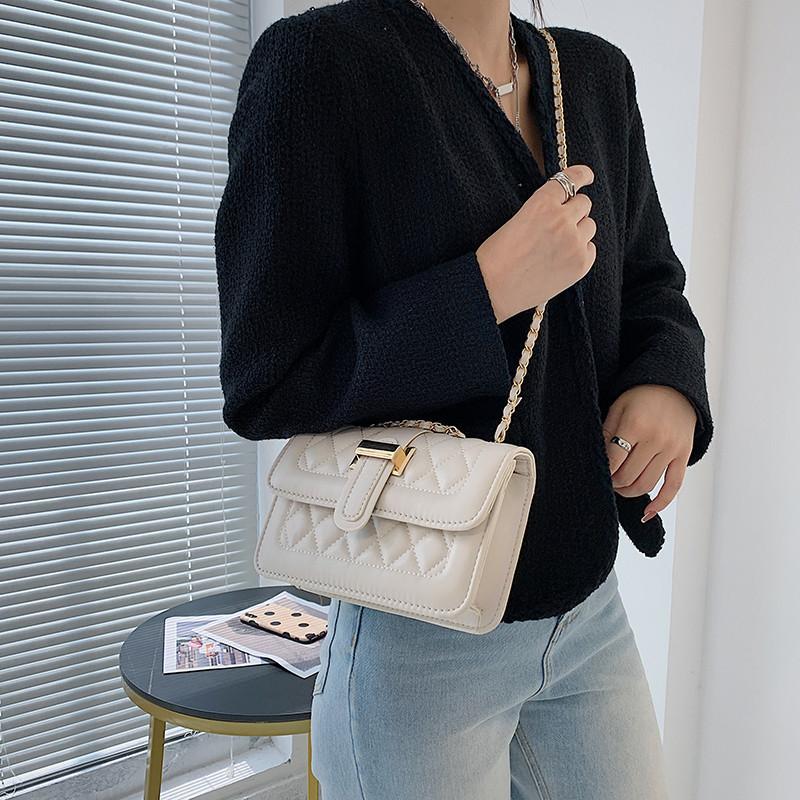 Trendy Korean Small Womens Bag 2021 New Urban Simple Pu Diamond Quilted Chain Bag