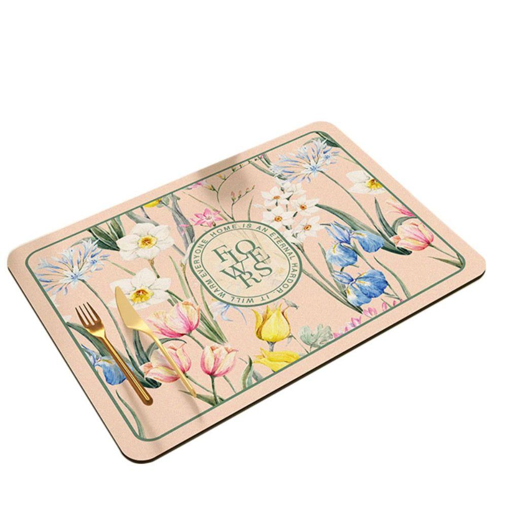 Коврик для сушки с цветочным принтом, нескользящий коврик для сушки посуды, коврик для сушки посуды, кухонный