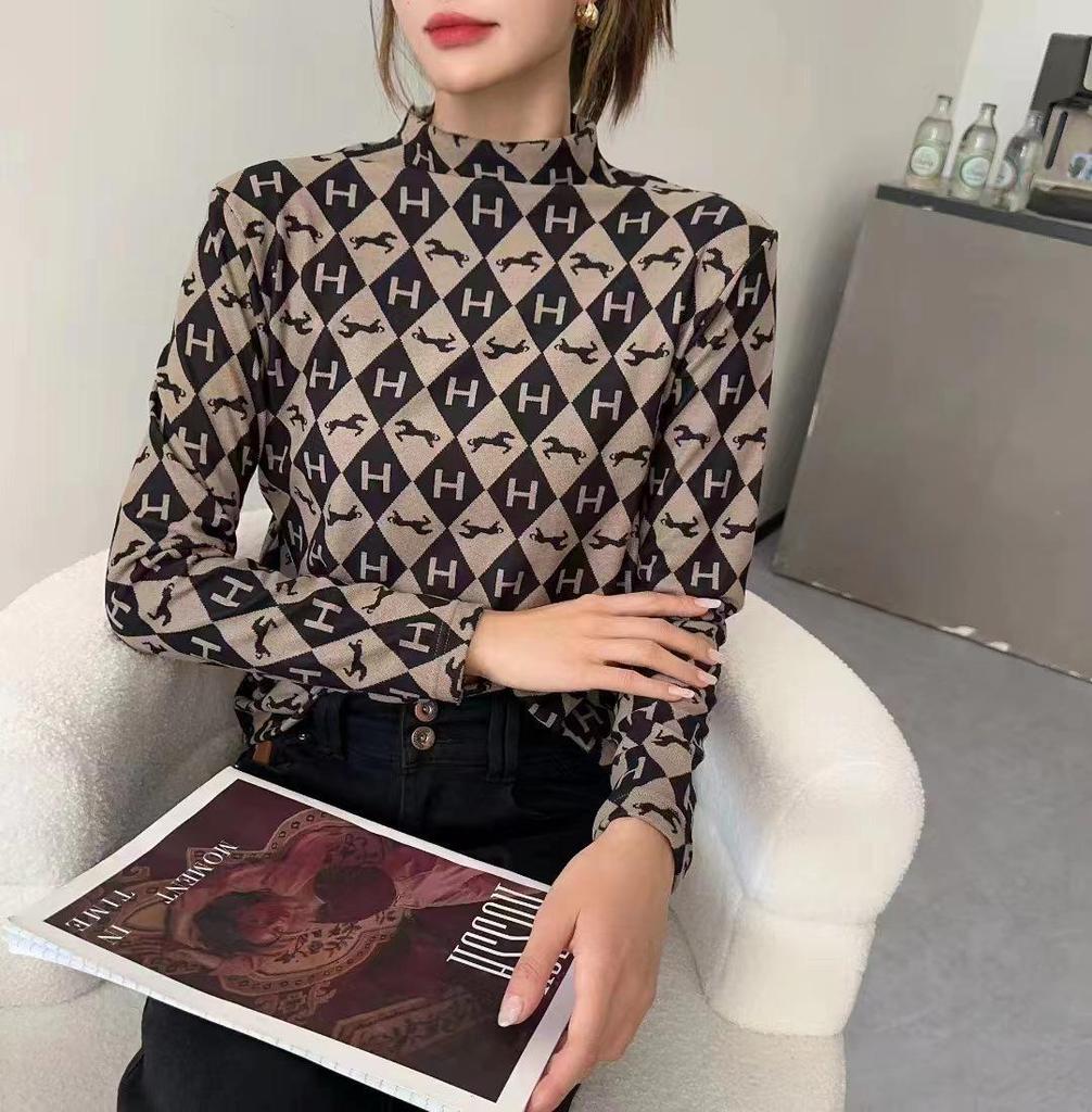 Женская бархатная водолазка с длинным рукавом и полуворотом — европейский и американский стиль, теплая нижняя одежда на осень/зиму 2024 г.