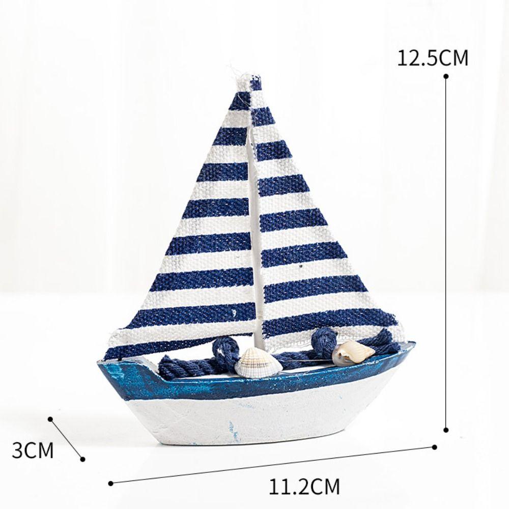 Wooden Crafts DIY Micro Landscape Sailing Miniature Figurines Sailboat Ornaments Sailing Model
