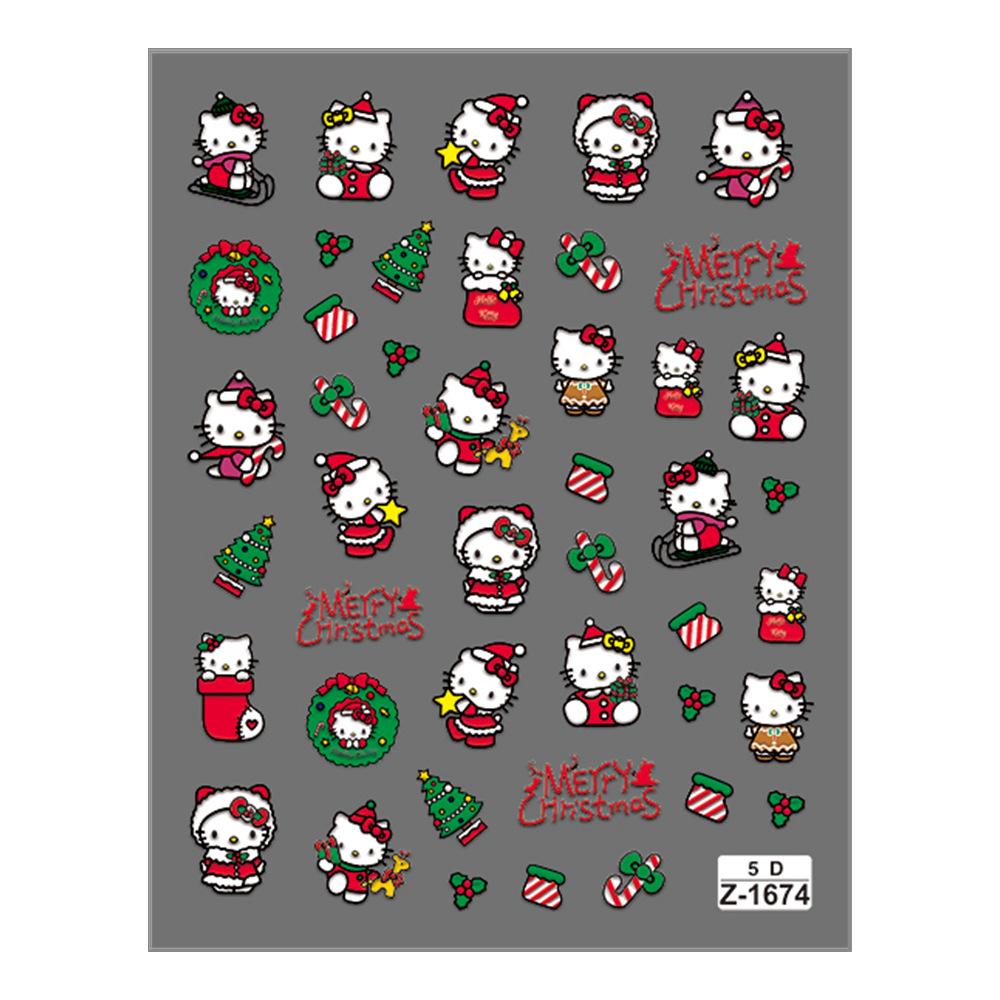Redanco 5D тисненые наклейки для ногтей Hello Kitty - 3D клейкие декали