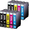Set of 10 Compatible 34XL Ink Cartridges for Epson 34 XL 34XL Compatible with Epson Workforce Pro WF-3720 WF-3725 WF-3720dWF