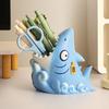 Shark Shape Pen Holder Stable Non-Slip Design Storage Box Large Capacity Stationery Makeup Brush Toothbrush Organizer