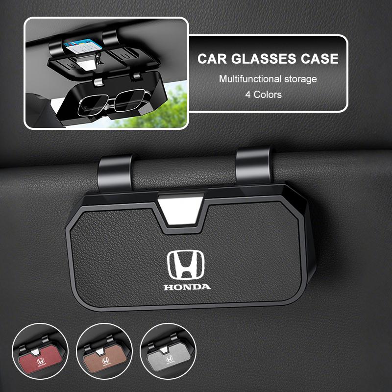 ydcr7 Car Logo Sun Visor Glasses Box Sunglasses Clip Card Ticket Holder For Honda Civic Fit Accord CRV Spirior Odyssey CITY Envix Jade