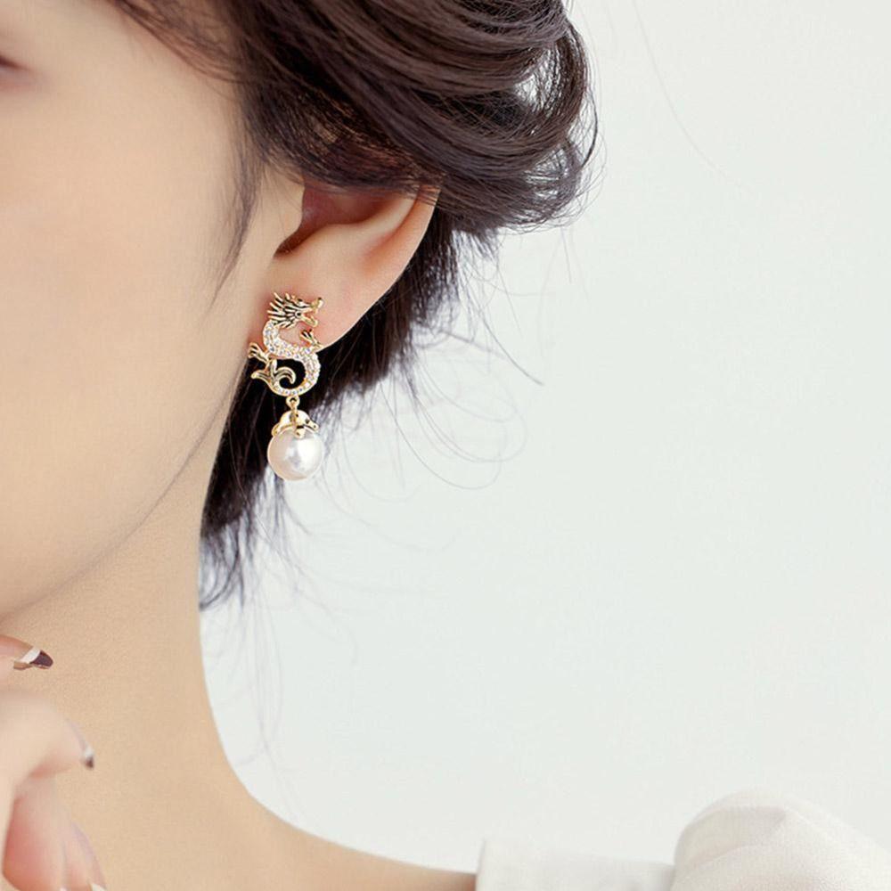 Висячие серьги с драконом зодиака, новогодние серьги китайского зодиака, висячие серьги с драконом из бисера, женские серьги