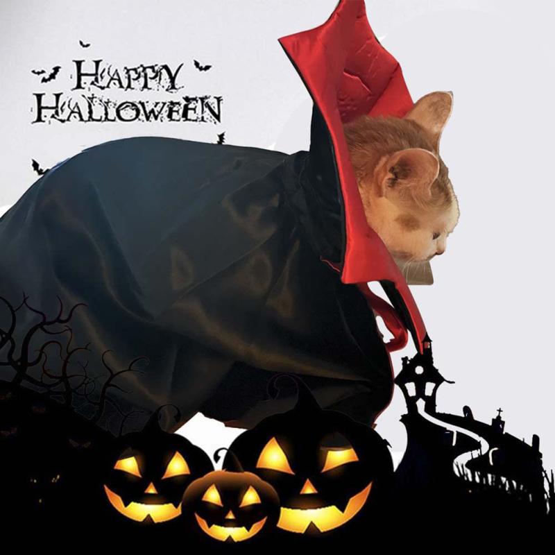 Pet Cat Halloween Vampire Cape Cloak Soft Comfortable Lightweight Cosplay Outfit Costumes Pet