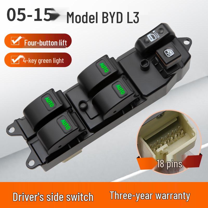 BYD F3 Window Lifter Switch: Left Front & Rear Door Button Assembly, F3R/L3 Accessories