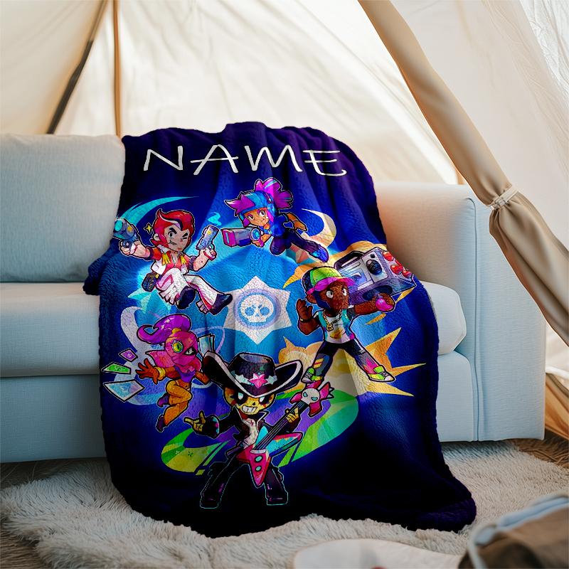 Personalized Custom Name Blanket - Brawl Stars Print Design,Blanket for Sofa,Bed,Travel,Camping - Soft and Warm, Great Gift