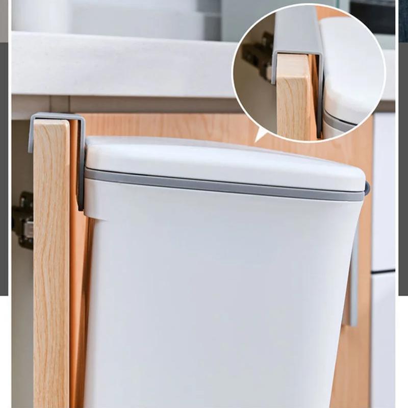 Wall Mounted Kitchen Waste Bucket Non Perforated With Cover Waste Storage Bin Kitchen Bathroom Large Capacity Garbage Bin