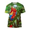 Jumeast 3D Rainforest Scarlet Macaw Printed Men T-shirts Grunge Y2K Unisex Baggy T Shirt 2000s Aesthetic Youth Clothing T-shirty