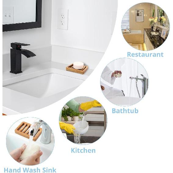 Slotted Bar Soap Holder Teak Wood by HTB, Kitchen Wooden Sponge Holder, Self Draining Soap Dish for Shower, Sink, Bathroom, Bathtub, RV