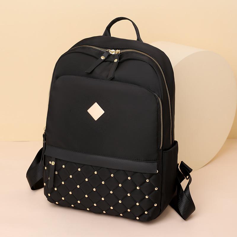Модный рюкзак с заклепками и ромбовидной линией, женский рюкзак, повседневная дорожная сумка, дорожный рюкзак