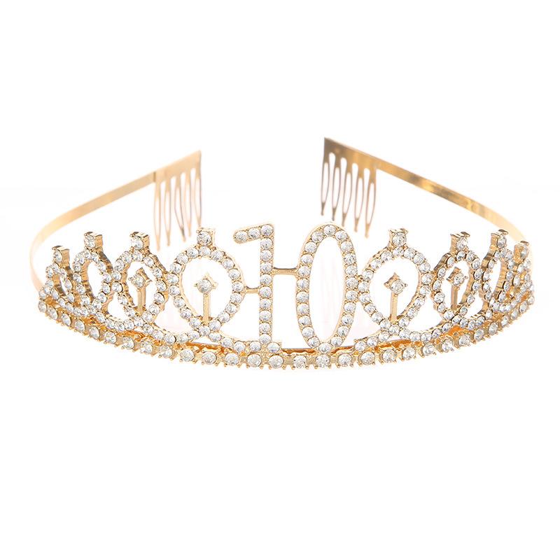 Модный сплав горный хрусталь цифровая корона горный хрусталь день рождения корона тиара 10-й день рождения аксессуары для волос