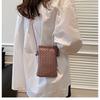 Fashionable Retro Phone Bag Woven Texture Mini Shoulder Crossbody Bag Casual Solid Color Change Storage Bag for Women