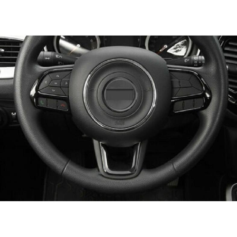 For Jeep Compass 17-2021 Glossy Black Steering Wheel Control Button Cover Trim