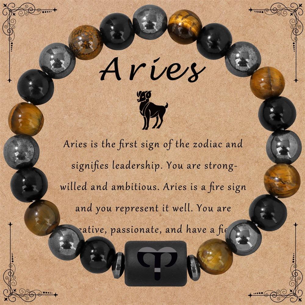 12 Zodiac Constellation Sign Bracelet Triple Protection Tiger Eye Hematite Beads Bracelets for Couples Friendship Jewelry Gifts