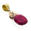 Red Ruby(Simulated) Handmade 925 Sterling Silver Two Tone Pendant 1.75" Z3L82