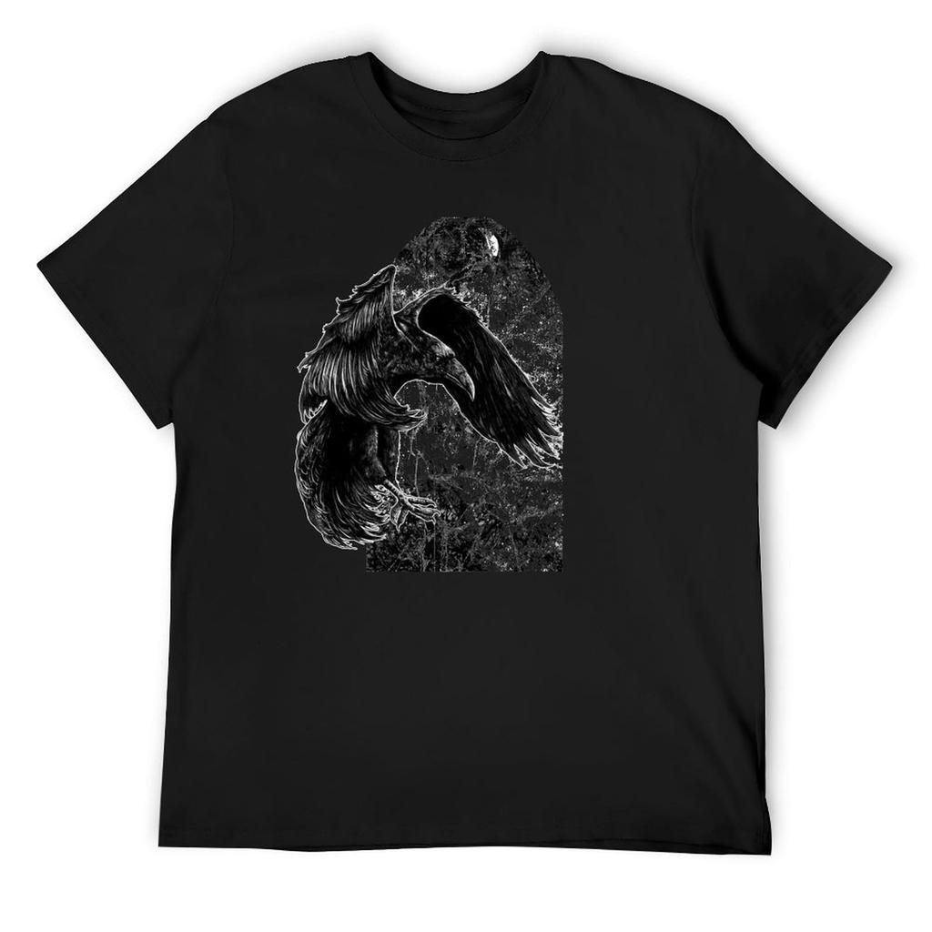 The Raven's Promise' Gothic Illustration by Kim Fowler T-Shirt Summer Top Plus Sizes Shirts Men Graphic