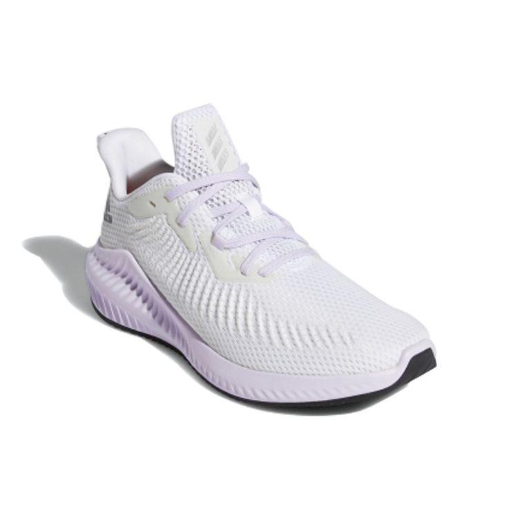 Adidas Alphabounce 3 Comfortable Simple Fabric Non-Slip Durable Low-Top Marathon Running Shoes Women Sneaker Crystal-White Silver EG1389