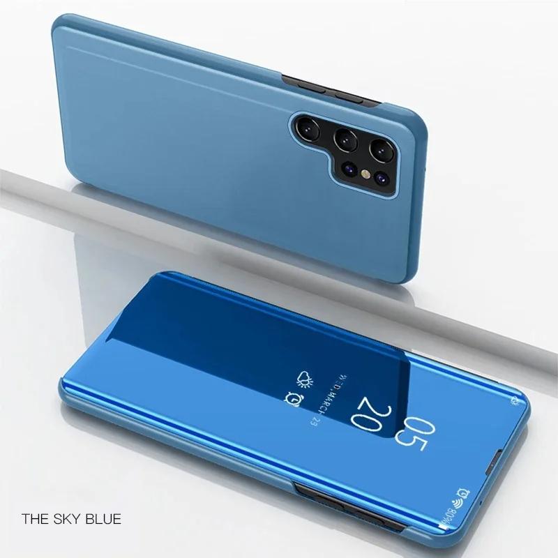Роскошные Зеркальные Флип-Чехлы Для Samsung Galaxy S26 Ultra S24 S23 S22 S21 Plus Fe Note 20 S25 Ultra Ударопрочный Чехол с Кожаной Текстурой