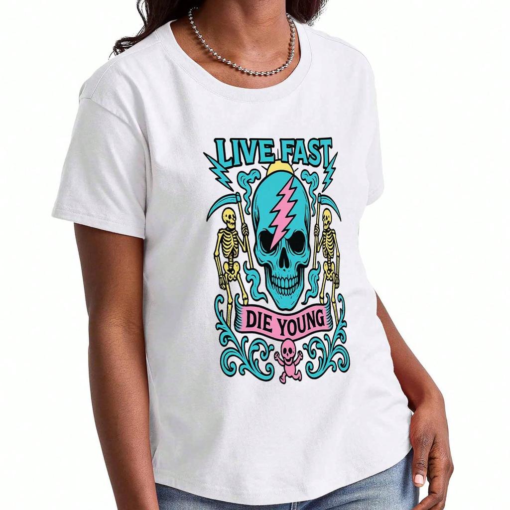 Skull Graphic Wounisex's Cotton T Shirt, Premium Cotton Print, Durable, Casual & Stylish, Featuring Artistic Skull Designs For A Unique And Fashionabl