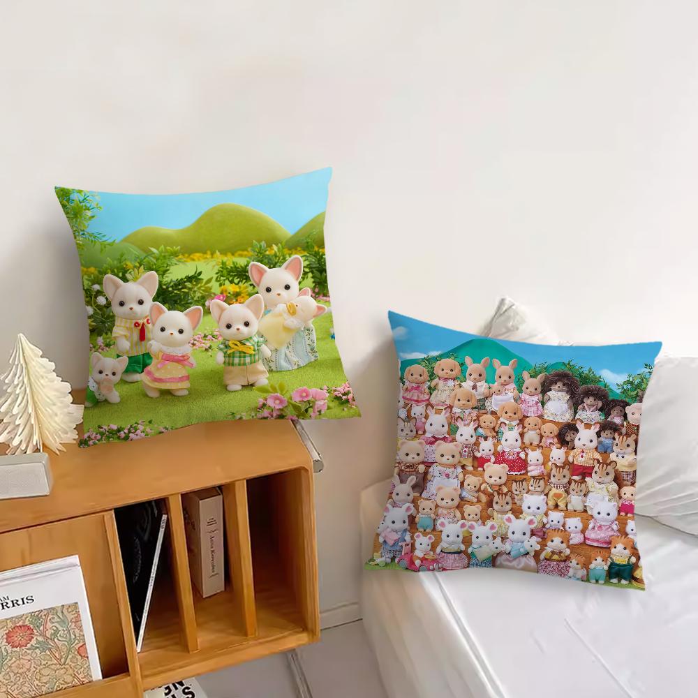 Милая мультяшная наволочка с S-Sylvanian family Подушка для гостиной Изголовье Офисная подушка Подушка для спальни Наволочка для подушки для дивана для сна