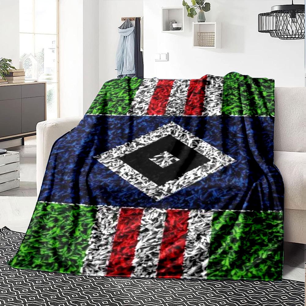 Hamburger Sv Logo Print Flannel Blanket High Quality Warm Comfortable Cover for All Seasons Perfect for Gifts Home Decor