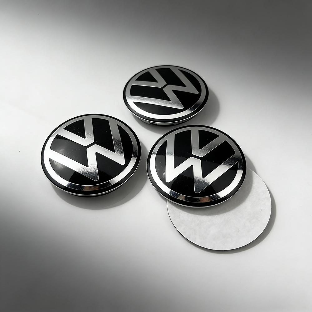 SVLHP1 4Pcs 56mm 60mm 65mm Car Badge Wheel Center Hub Caps Stickers For Volkswagen VW RLine GTI Golf 5 6 7 Polo Caddy Passat B6 Tiguan